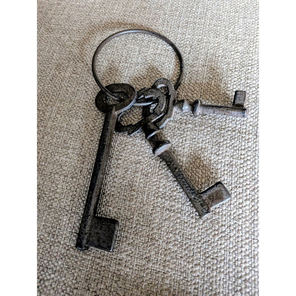 Vintage Style Cast Iron Skeleton Keys on Ring  Large